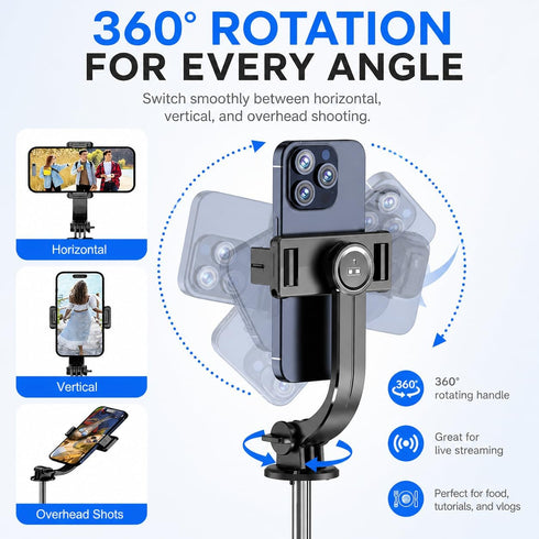 JIUHCORY 67" Detachable Phone Tripod Selfie Stick, Extendable Portable Cell Phone Stable Camera Easy Selfie Tripod