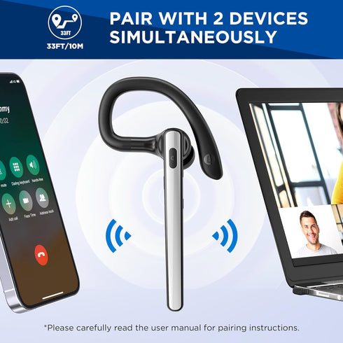 Bluetooth Headset V5.3, Wireless Earpiece with 600mAh Charging Case, 110H Playtime, Hands-Free Headset for Cell Phone