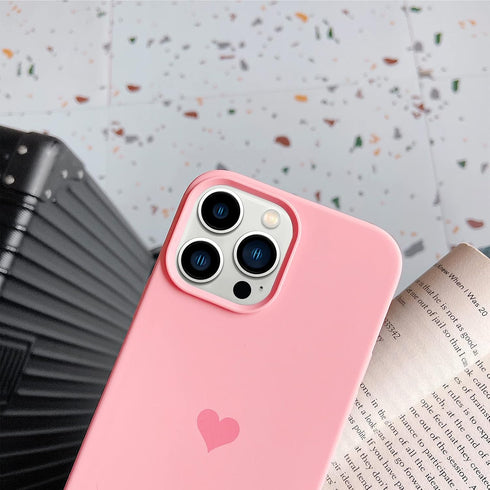Jmltech Silicone Case for iPhone 13 Pro Max, Girly Heart Design with Soft Anti-Scratch Microfiber Lining - Pink