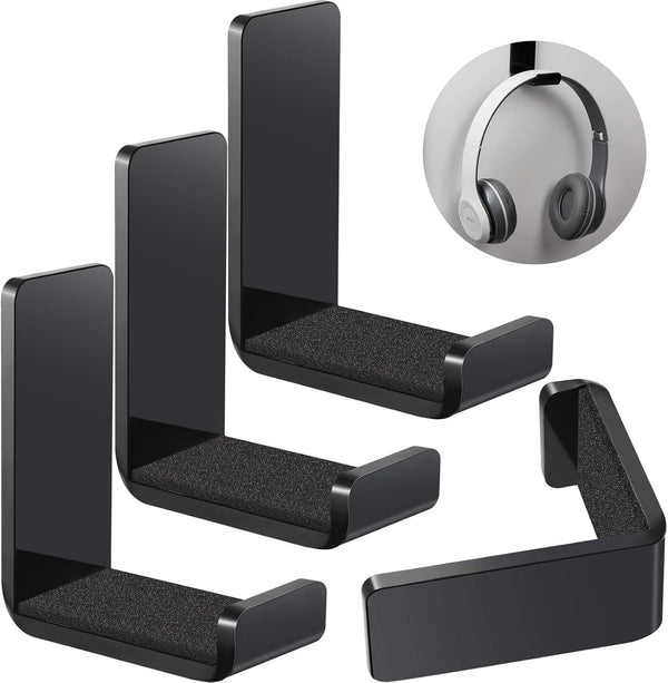 4 Pieces Headphone Hanger Wall Mount with Adhesive Glues, Acrylic Holder for General Purpose Game Headphones