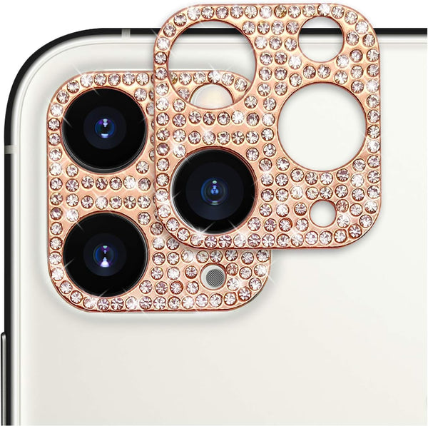 Omorro Bling Lens Protector for iPhone 12 Pro Max, 3D Glitter Crystal Diamond Camera Cover, Rose Gold (2 Pack)