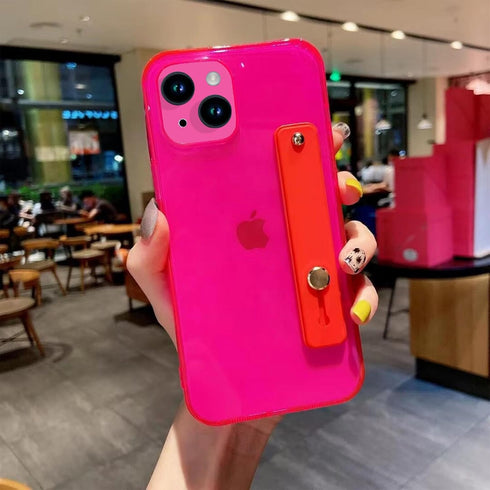 siduater Strap Holder Case for iPhone 14 Plus 6.7" with Kickstand, Slim Translucent PC Back Cover + Soft TPU Bumper,