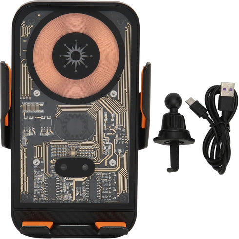 Touch Car Charger with 360° Rotation, Transparent Shell, Phone Holder Mount for 4.7-7 inch Phones, Quiet Working (C10)