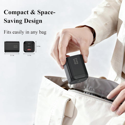 Minthouz 67W 3-Port 17/16/15, S25/S24, 3.9FT GaN Charger, Fast Charging Power Adapter with Type-C & USB-A, for iPhone