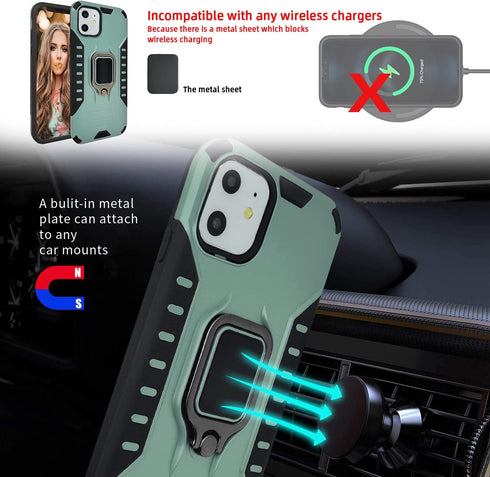 MODOS LOGICOS Case for iPhone 11 - Dual Layers Shockproof Protective Phone Case with Built-in 360 Metal Kickstand
