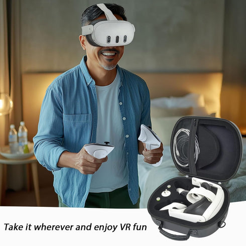 Hard Carrying Case for Meta Quest 3 Mixed Reality Headset, Travel Storage Holder Bag with Shoulder Strap