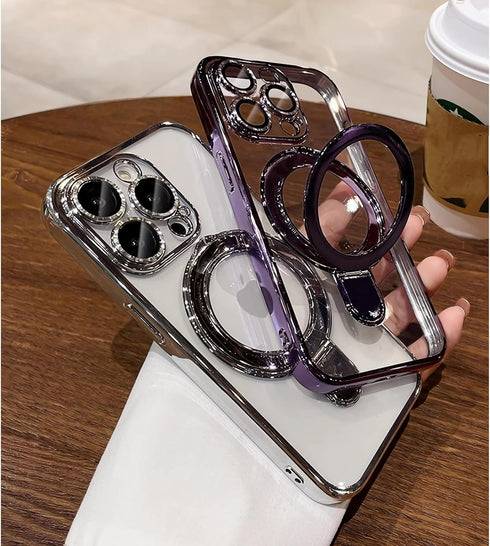 Magnetic Invisible Stand for iPhone 15 Pro Max Case, Military-Grade Protection, Clear Scratch-Resistant