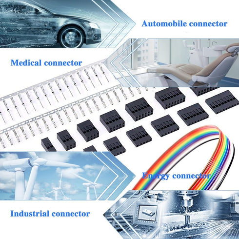 Glarks 700Pcs Connector Assortment Kit - 2.54mm Plug Housing & Male/Female Pin with 10 Wire Rainbow IDC Cable