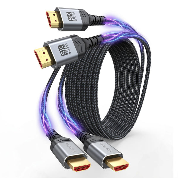 Vorothin 8K HDMI Cable 3 FT 2-Pack, 48Gbps High Speed HDMI 2.1 Cable,