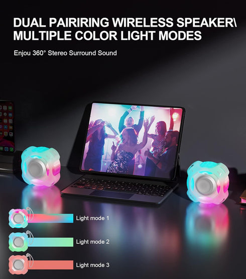 comiso Shower Bluetooth Speaker, Waterproof IPX7, Floating Portable Speaker with LED Light, Loud HD Sound for Travel