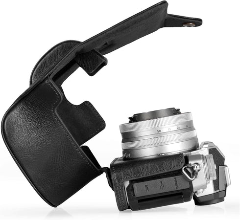 MegaGear MG2010 Ever Ready Genuine Leather Camera Case for Nikon Z fc (16-50mm) - Black