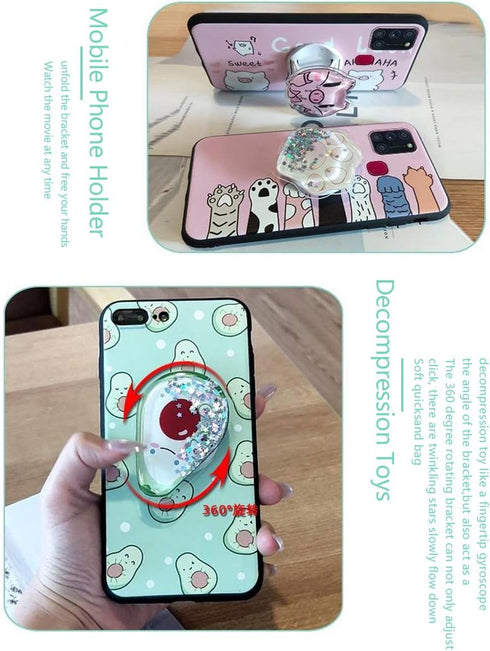 Cute Cartoon Case for Samsung Galaxy A71 5G, Slim Silicone Fit Protective Cover with 3D Liquid Glitter