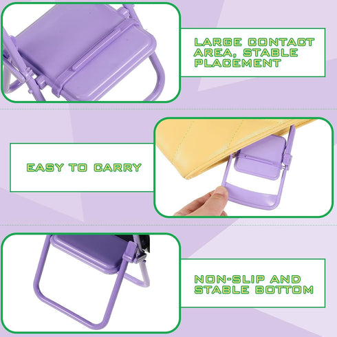 7 Pack Mini Folding Chair Cell Phone Stand, Desktop Foldable Candy Color Mobile Phone Holder for Desk, Random Colors