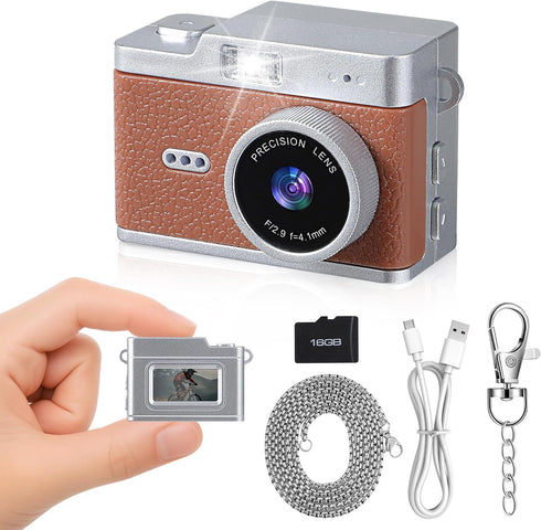 Brynnl Mini Retro Keychain Digital Camera, Ultra-Compact Tiny Camera with 1080P Video, 0.96"