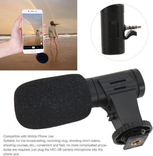 Camera Microphone, Universal 3.5mm Mobile Phone Mini Microphone for Live Conference Video Vlog