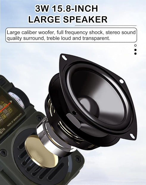 HanRongDa Shortwave Radio, Bluetooth Speaker with MicroSD, FM MW WB SW Receiver, NOAA Alerts, Rechargeable Retro Analog