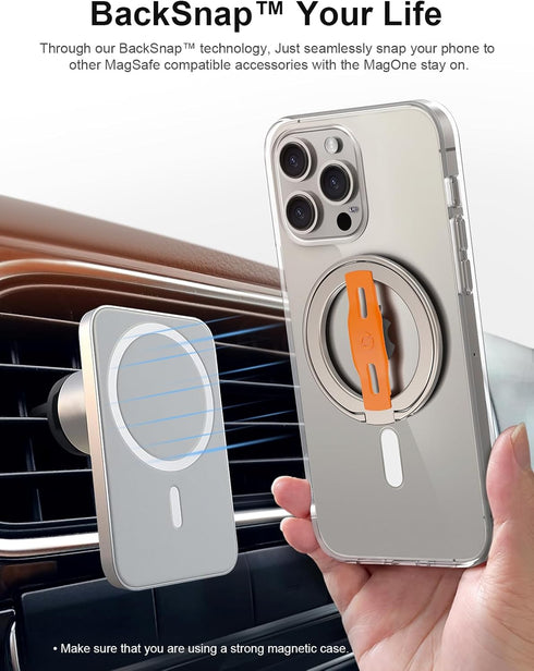 EWA MagOne 2nd Gen Phone Grip Stand with Replaceable Silicone Finger Strap, Compatible with MagSafe