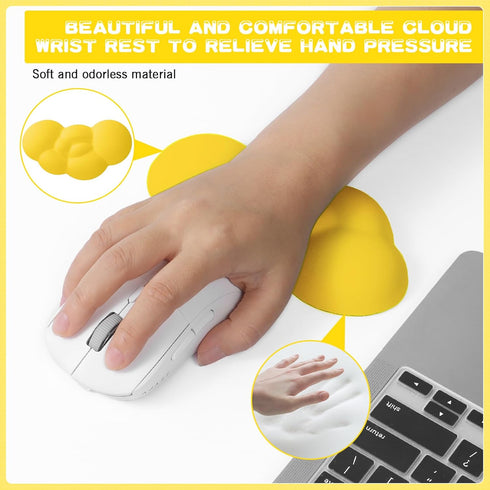 ATTACK SHARK Cloud Wrist Rest and Coaster Combo, Soft Comfortable and Non-Slip PU, Heat Insulation and Durable Slow Rebound Ergonomic Wrist Pad for Computer Keyboard Gaming Office Working