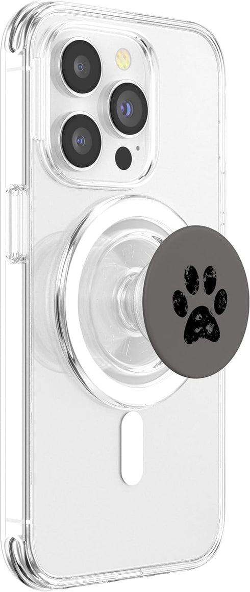 PopSockets PopGrip for MagSafe - Black Dog Paw Print Gray