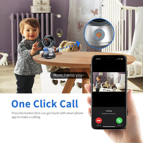 Robot Security Camera WiFi IP Camera, 3MP Surveillance Camera with Night Vision, Motion Detection, 2-Way Talk