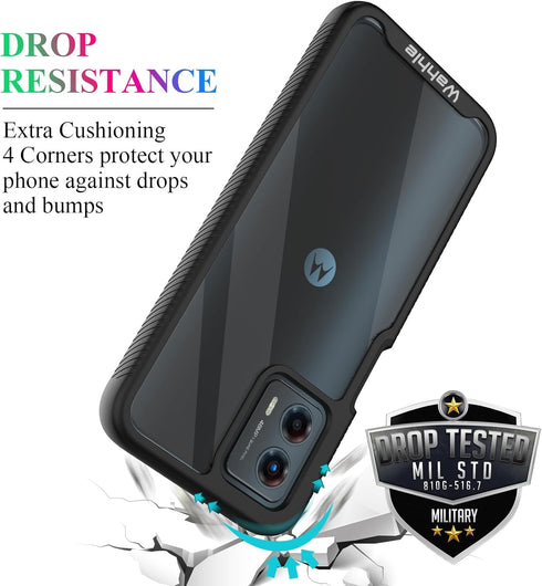 wahhle for Moto G 5G 2023 Case, Moto G Power 5G 2023 Case, Built in Screen Protector Full Body Shockproof Slim Fit Bumper Protective Phone Cover for Men Women-Black