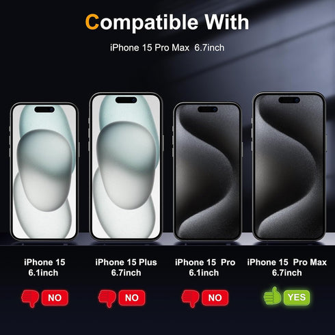 iPhone 15 Pro Max 6.7" Matte Privacy Screen Protector 2 Pack, Anti-Spy, Anti-Glare, 9H Hardness, Easy Install, Case