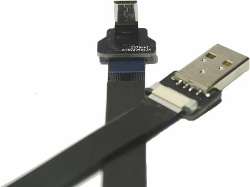 Black FFC USB FPV Flat Slim Thin Ribbon FPC Cable Micro USB 90 Degree Angle to Standard USB A for sync and Charging (50CM) by Permanent
