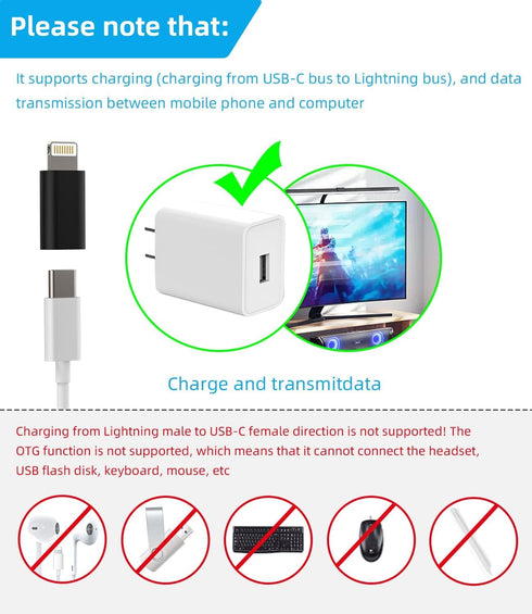 3Pack,USB C to Lightning Adapter,USB-C Female to Lightning Male Adapter,Lightning to USB C,USBC Charging Cable Charger Adaptor for Apple iPhone 12 11 Mini PRO MAX XS XR X SE2 7 8Plus Ipad AIR Type C