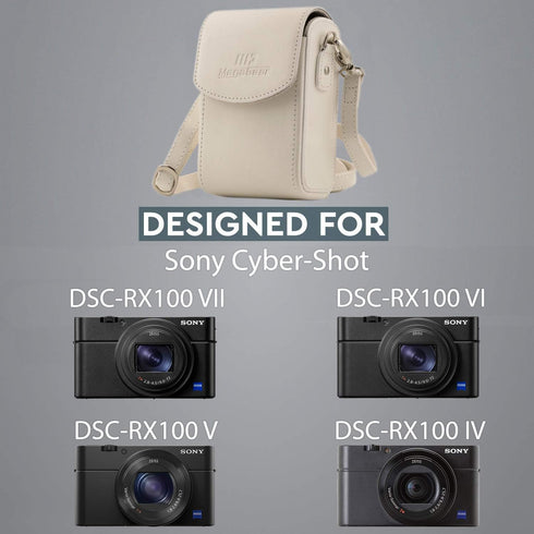 MegaGear MG1559 Leather Camera Case with Strap for Sony Cyber-Shot DSC-RX100 Series - White