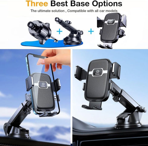 Osswe [2026 3-in-1 100lbs 360 Upgraded Car Phone Mount - Suction Force & Metal Spiral Hook Vent Clip - Military Grade