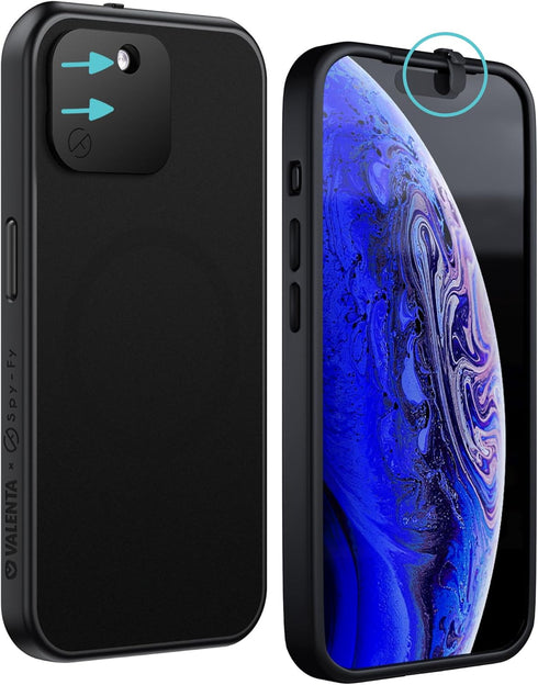 Spy-Fy iPhone 15 Plus Privacy Case - Camera Covers Front and Rear | Magsafe Compatible, Kickstand, 6-Foot Drop Proof |