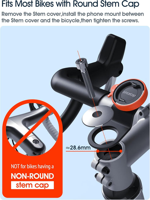 sincetop Bike Phone Mount,Mountain Bicycle Cell Phone Holder,Universal Aluminum Handlebar Stem Phone Clamp,Cycling Mobile Phone Clip,MTB Road Bike Quick Attach/Release for iPhone Google-Orange
