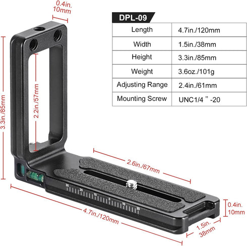 Generic DPL-09 L Bracket for DSLR Arca Swiss Tripod Quick Release QR L Plate Camera Mount Accessory