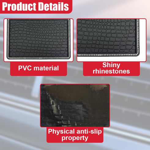 Deaelf Bling Car Dashboard Non-Slip Mat, Waterproof PVC Rhinestone Car Dash Sticky Grip Pad with Cable Organizer