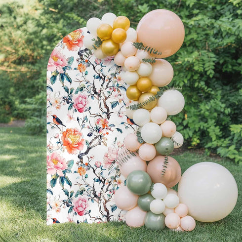 Jnbasdffb 7.2 Floral Blossom Wedding Arch Cover,Stretchy Spandex Arch Backdrop Stand Covers FT,Farmhouse Oil Painting