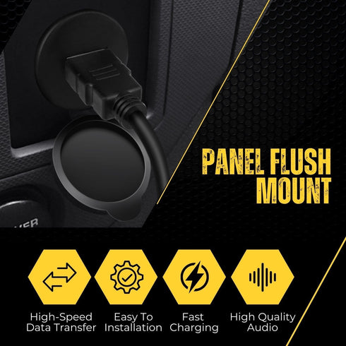 TNP USB 3.0 Flush Mount Cable with Buckle, Dashboard Panel 1 Port USB Socket Plug Connector (1.8M / 6FT)