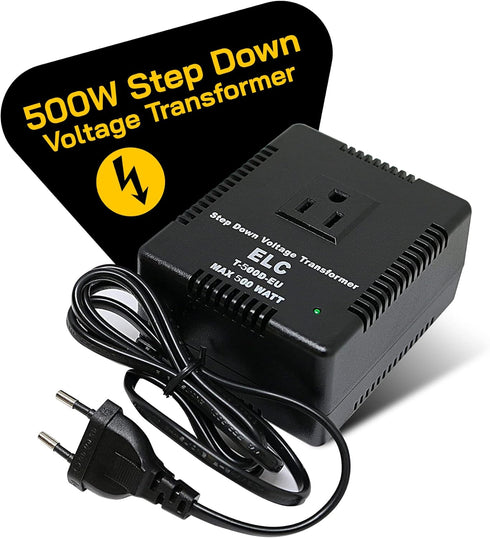 ELC 500-Watt Voltage Converter, Step Down 220v to 110v Travel Power Converter for Hair Straightener, Laptops