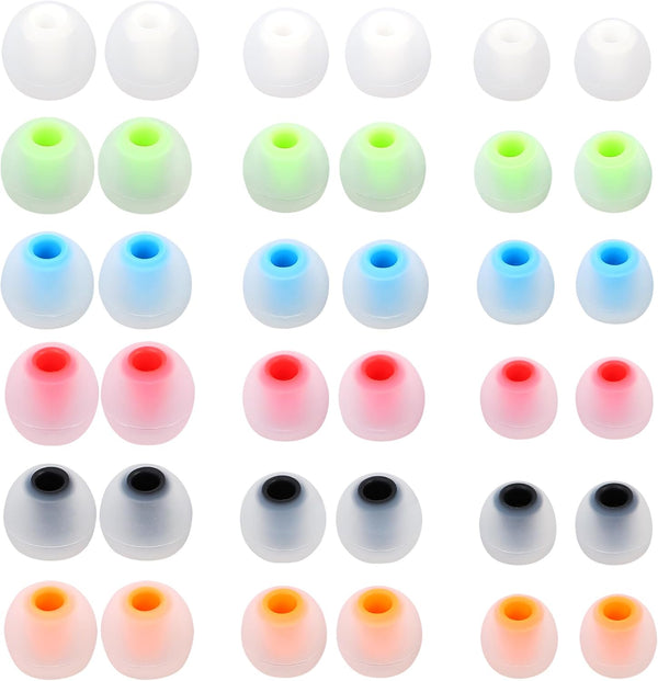 Earbud Replacement Tips Silicone Covers for Most In-Ear Earbuds (Inner Hole 3.8mm -5.1mm) - 18 Pairs S M L