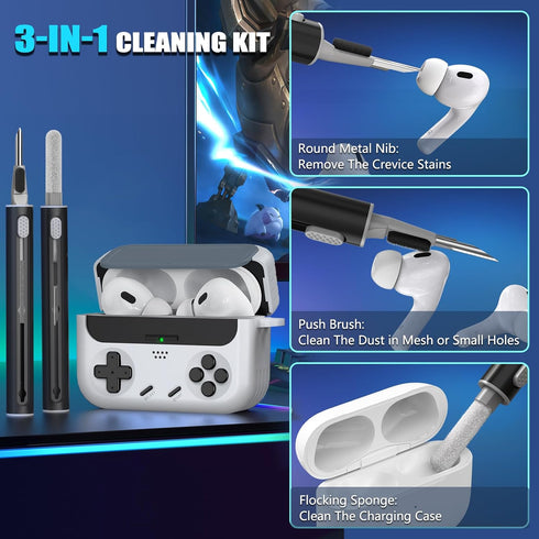 Inesore AirPods Pro 2nd Generation Case with Cleaner Kit, Compatible with AirPods Pro 1st and 2nd, White