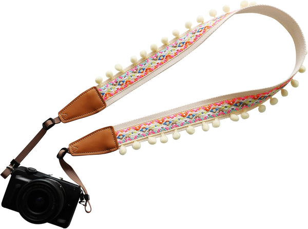 Original Design Personalized Adjustable Camera Strap, Colorful & Cute Pompom Tassel for Canon, Nikon, Sony Cameras