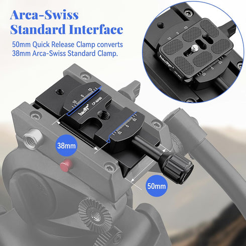 Haoge CP-MA90 Quick Release Plate Adapter for Manfrotto Tripod Fluid Video Head to Arca-Swiss Compatible, Fit 501PL /