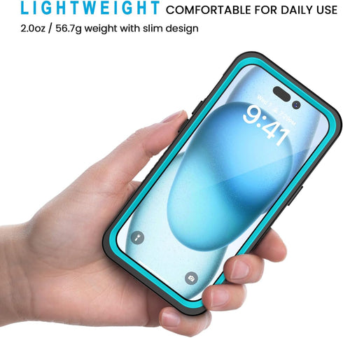 Lanhiem iPhone 15 Case, IP68 Waterproof Dustproof Shockproof with Built-in Screen Protector, Heavy Duty Rugged Cover,