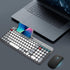 Keyboard Mouse Set, Dual Mode Bluetooth Combo with Vintage Round Keycaps for Gaming