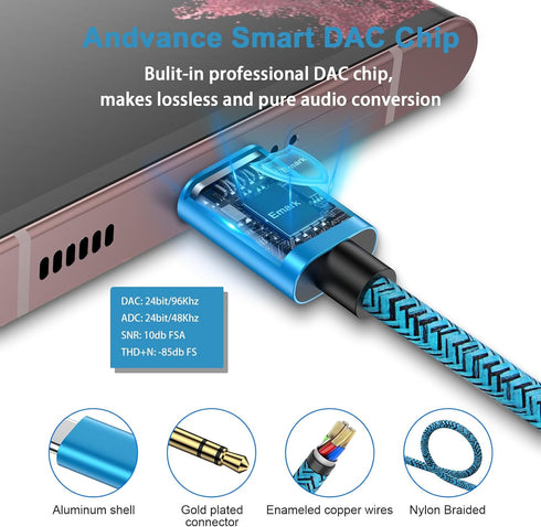 USB C to 3.5mm iPhone 15 Pro Max Audio Aux Jack Cable, 3.3ft Headphone Adapter Dongle Wire for iPhone 15 Pro/15 Plus,