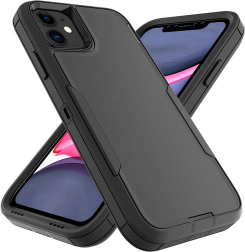 iPhone 11 Case, Heavy Duty Shockproof Protective Phone Case with Dual Layer Protection - Black