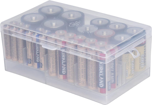 Dial Industries B331FN Battery Organizer Case 12 AAA, 12 AA, 6 C, 4 D Clear