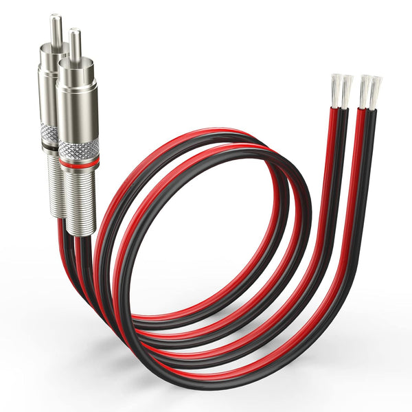 Pixelman 14AWG 2.5ft Red/Black RCA Plug to Speaker Wire Heavy Gauge Speaker Cable Connector for Amplifier TV
