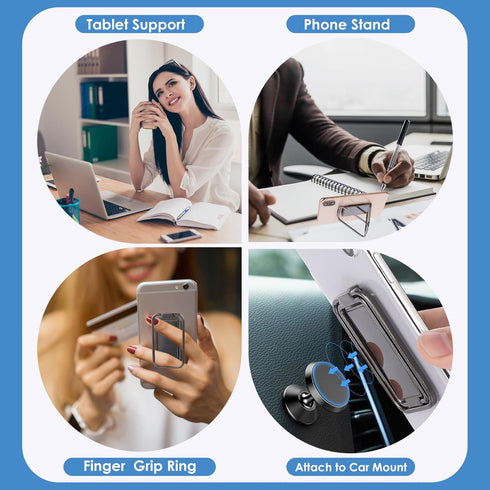 Cell Phone Ring Holder, Foldable Finger Kickstand, 360° Rotation Metal Ring Grip Adjustable Phone Stand for Magnetic