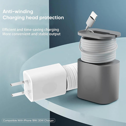 365Home 2 in 1 Silicone Charger Protector with Cord Wrap, Compatible with 18W/20W Charger (2P-WG)