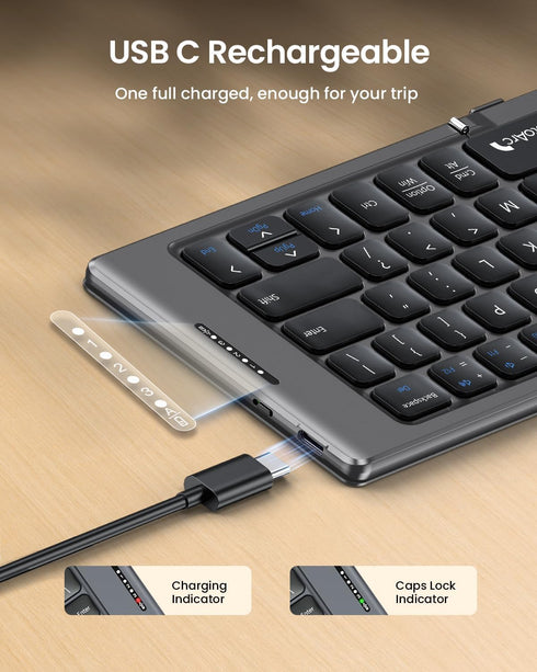 ProtoArc Foldable Compact Keyboard, XK04 Portable Bluetooth Keyboard with PU Leather Cover, Pocket-Sized for Travel